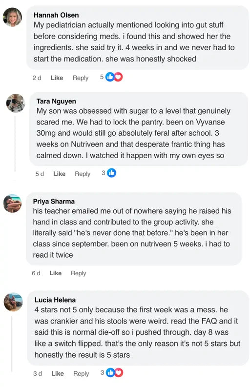 Comments from parents using Nutriveen