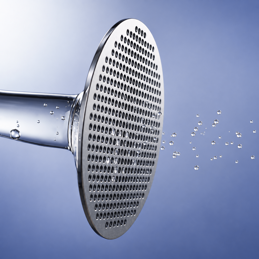 Illustration of an ultrasonic mesh screen creating fine mist